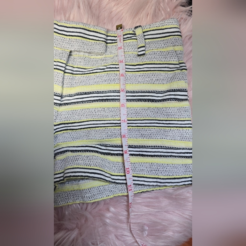 LOFT High Waist Yellow and White Striped Shorts - Picture 3 of 4